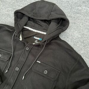 Tony Hawk Hooded Fleece Shacket 2X Polar Fleece Layering Shirt Jacket Black NEW